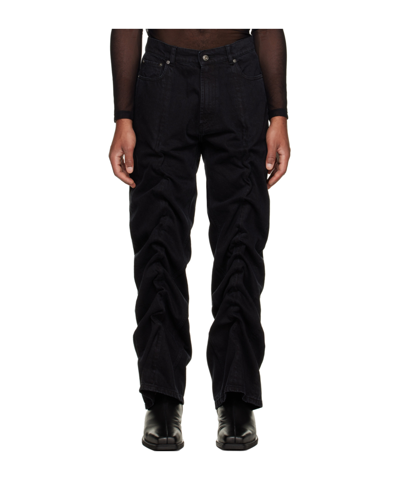 Y/project Classic Wire Wide-leg Jeans In Black
