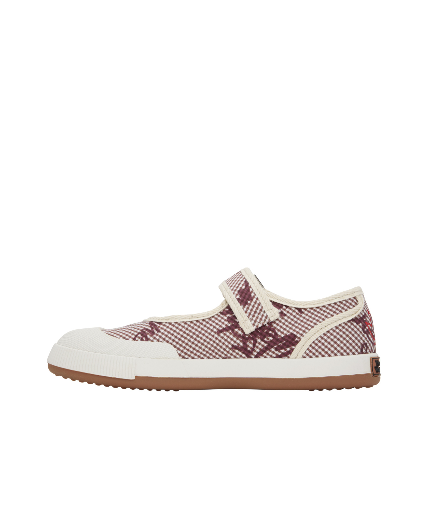 Vivienne Westwood Red & White Animal Gym Bar Ballerina Flats In Gingham/vw Brown