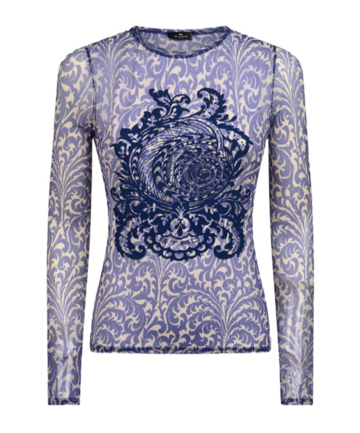 Etro Blue Top With Front Detail Snd Semi-transparent Design In Electric Blue