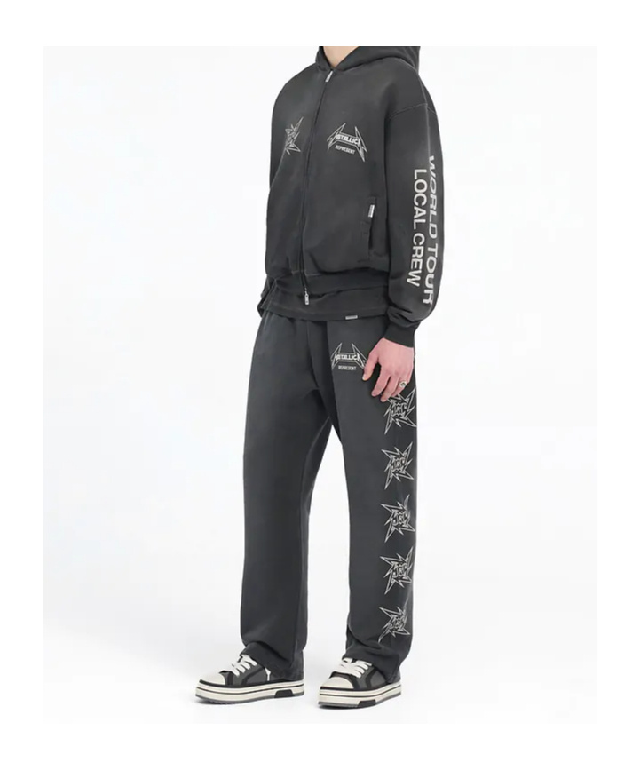 Represent X Metallica Local Crew Zip-up Hooded Sweatshirt In Black