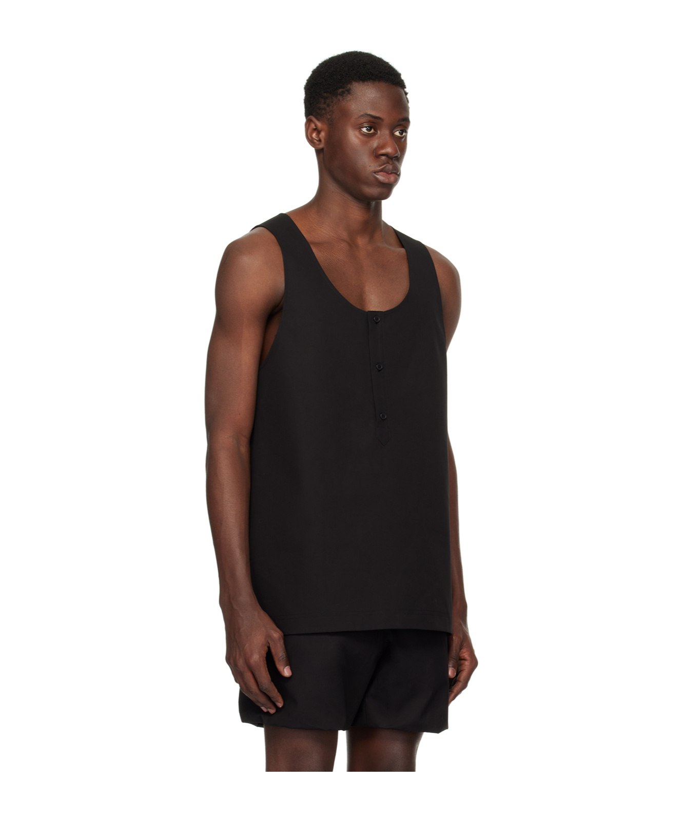 We11 Done Low Round Neck Simple Vest In Black