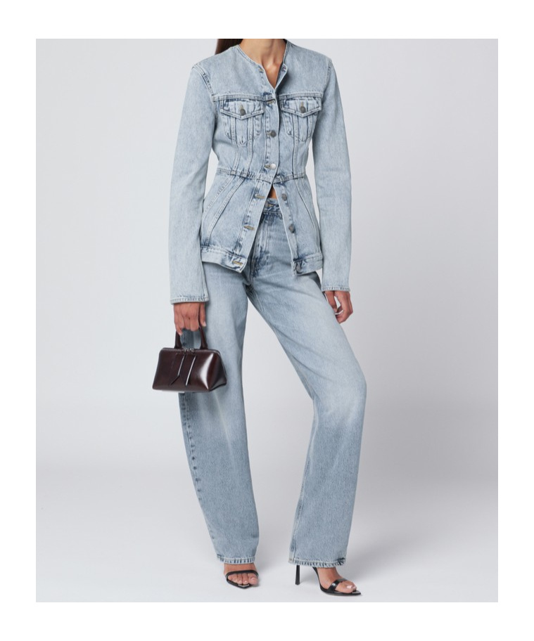 Haikure Button-down Long-sleeved Denim Jacket In Blue