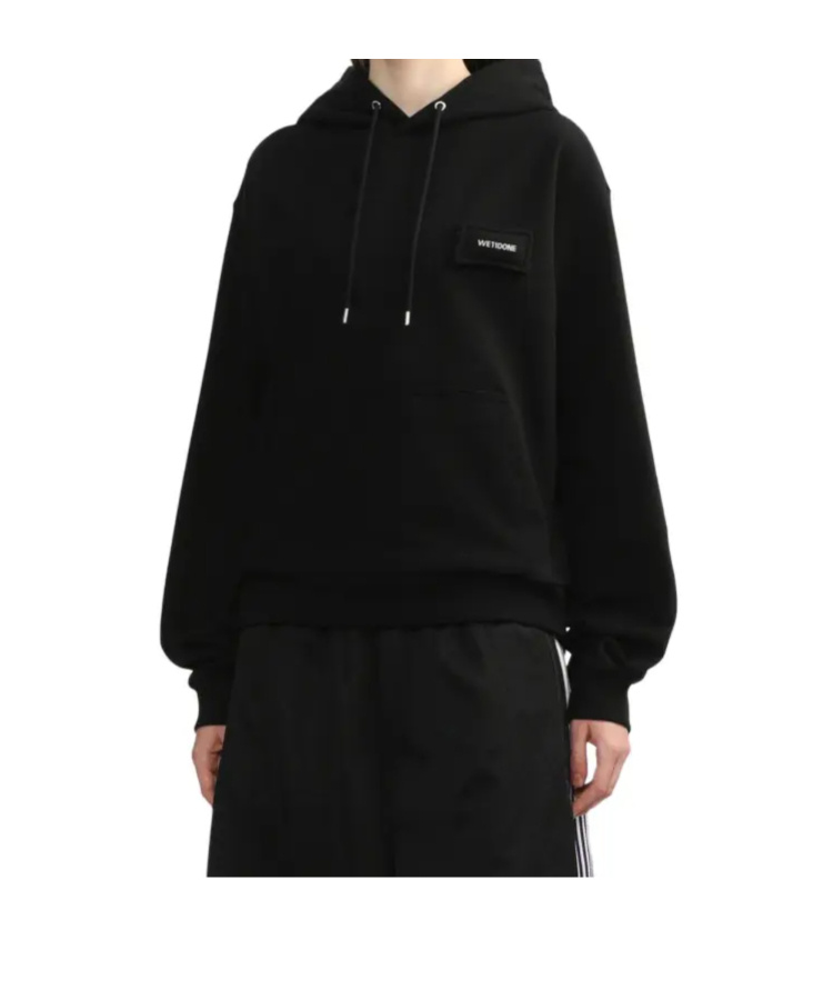 We11 Done Logo-appliqué Hoodie In Black