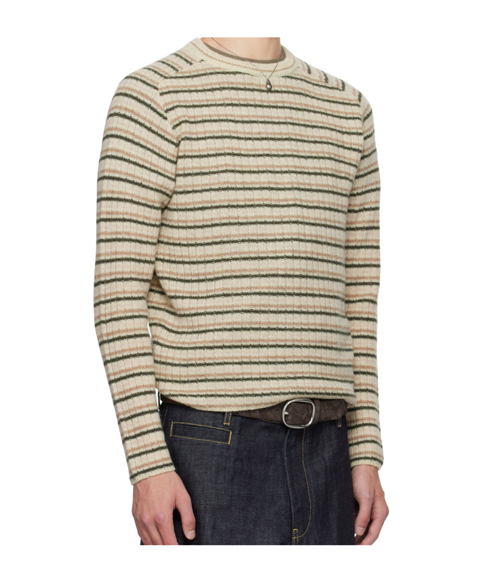 Auralee Gray Shetland Wool Cashmere Rib Knit Sweater In Brown