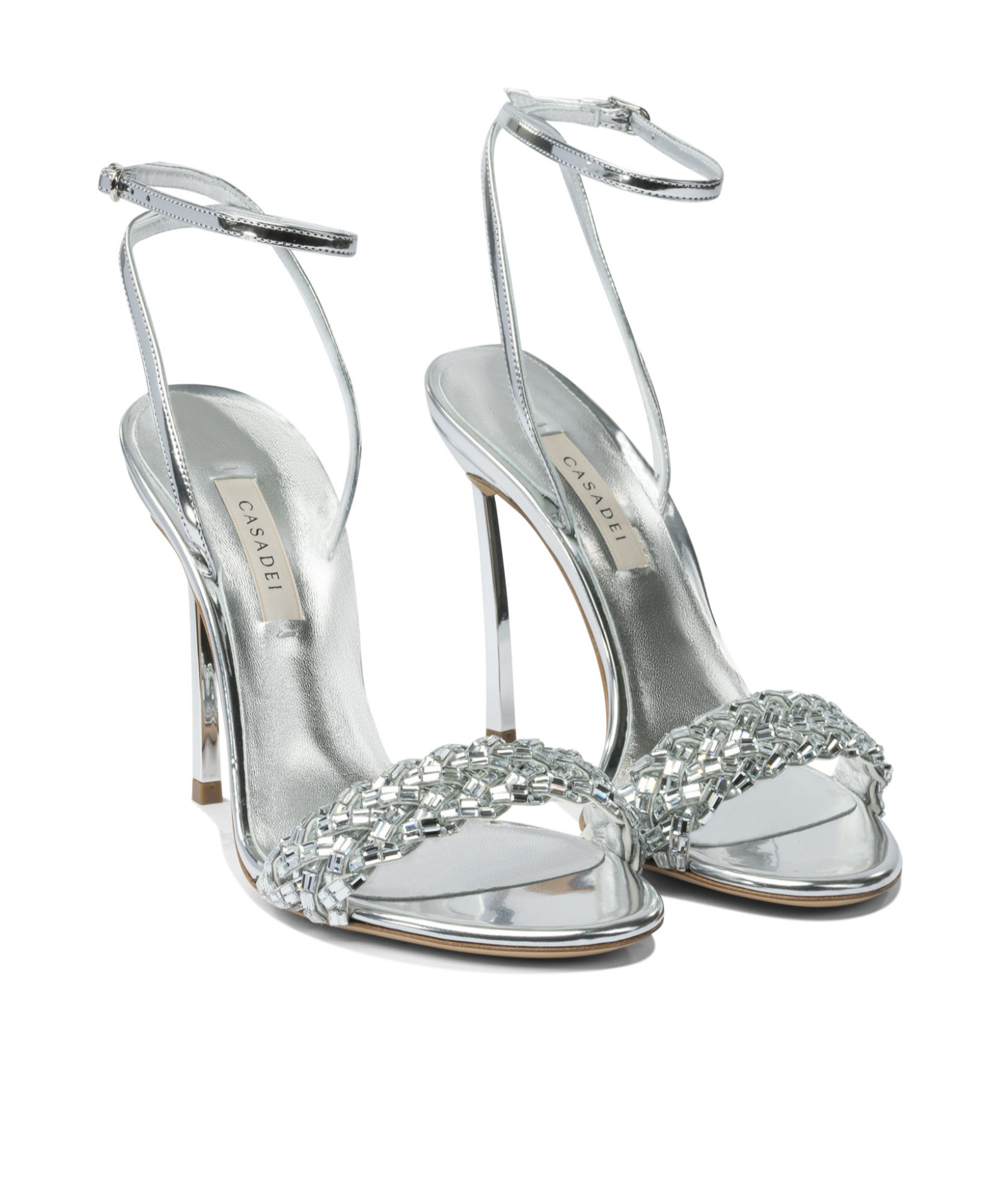 Casadei 100mm Interstellar Crystal-embellished Sandals In Metallic