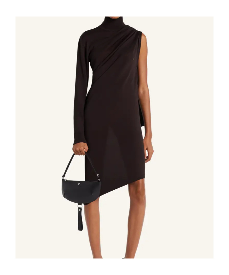 Courrèges Asymmetrical Turtleneck Dress In Black