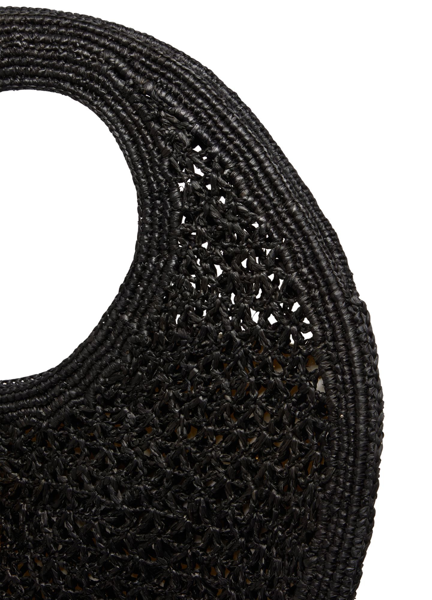 Jacquemus Le Rond Spiaggia Shoulder Bag In Raffia In Black