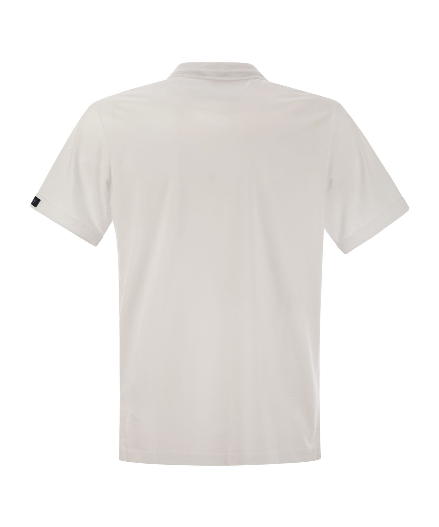 Fay Short Sleeved Cotton Polo Shirt In White