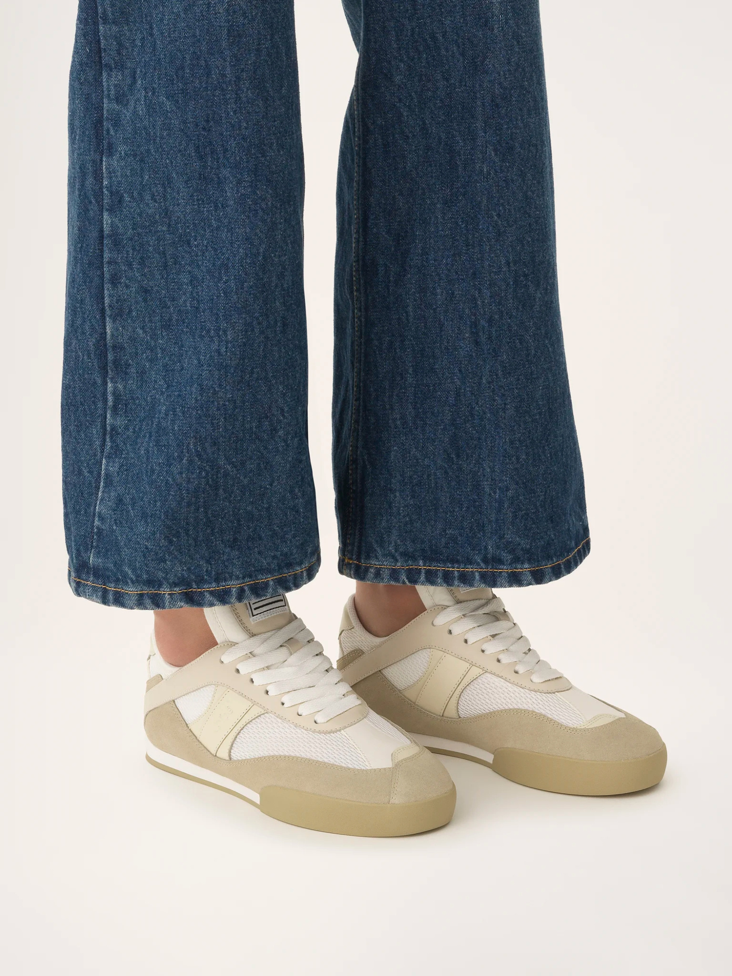 Chloé Low-top Sneakers With Rubber Sole And Mesh In Neutral
