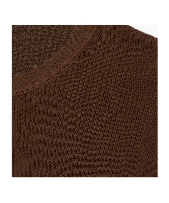 Gucci Fine Cotton Rib Cardigan In Brown