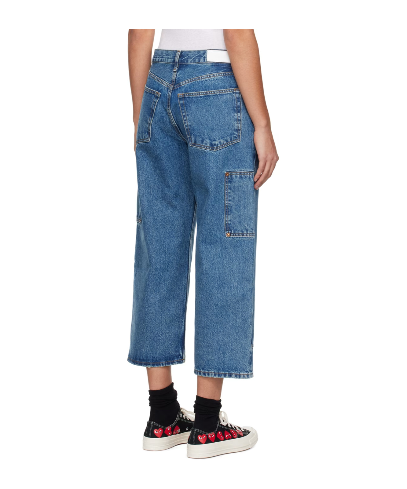 Re/done The Shortie Mid-rise Cropped Jeans In Blue
