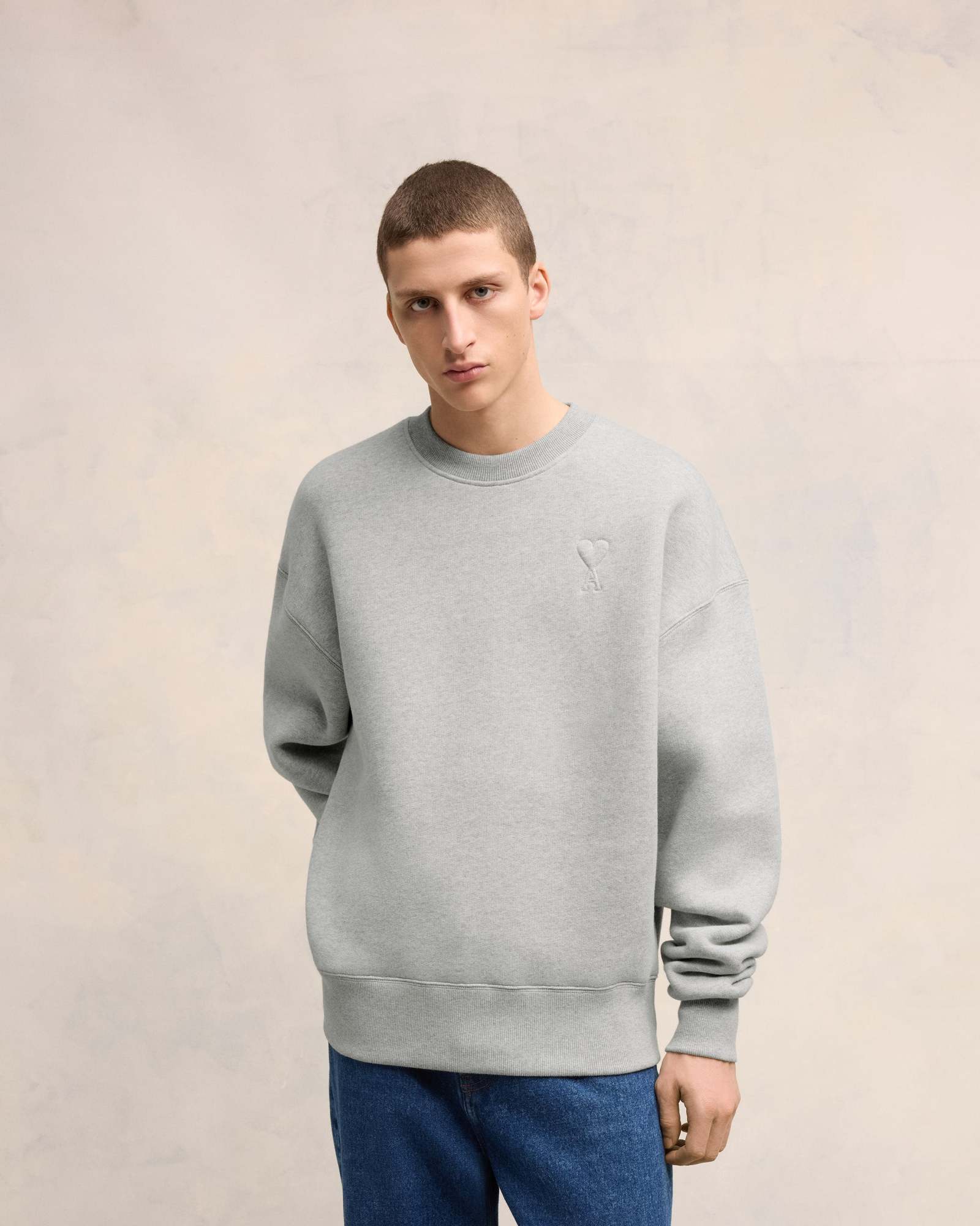 Ami Alexandre Mattiussi Logo Sweater In Gray