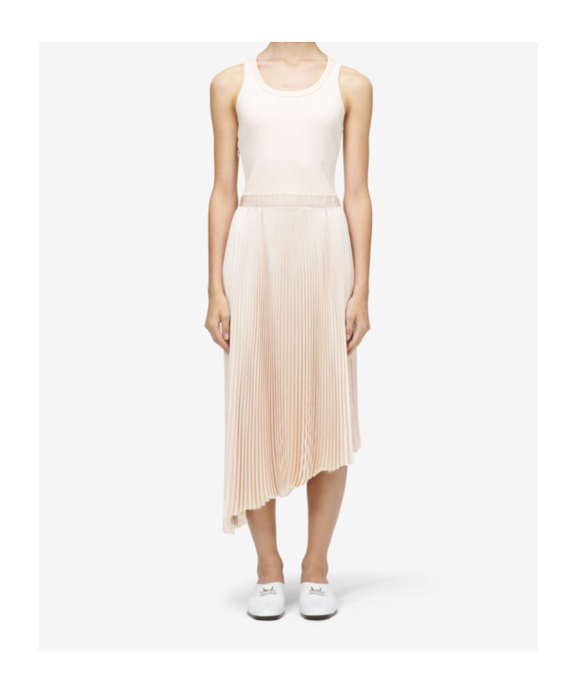 Alexander Mcqueen Women's Cotton Ribbed Asymmetric Midi Skirt Powder In White