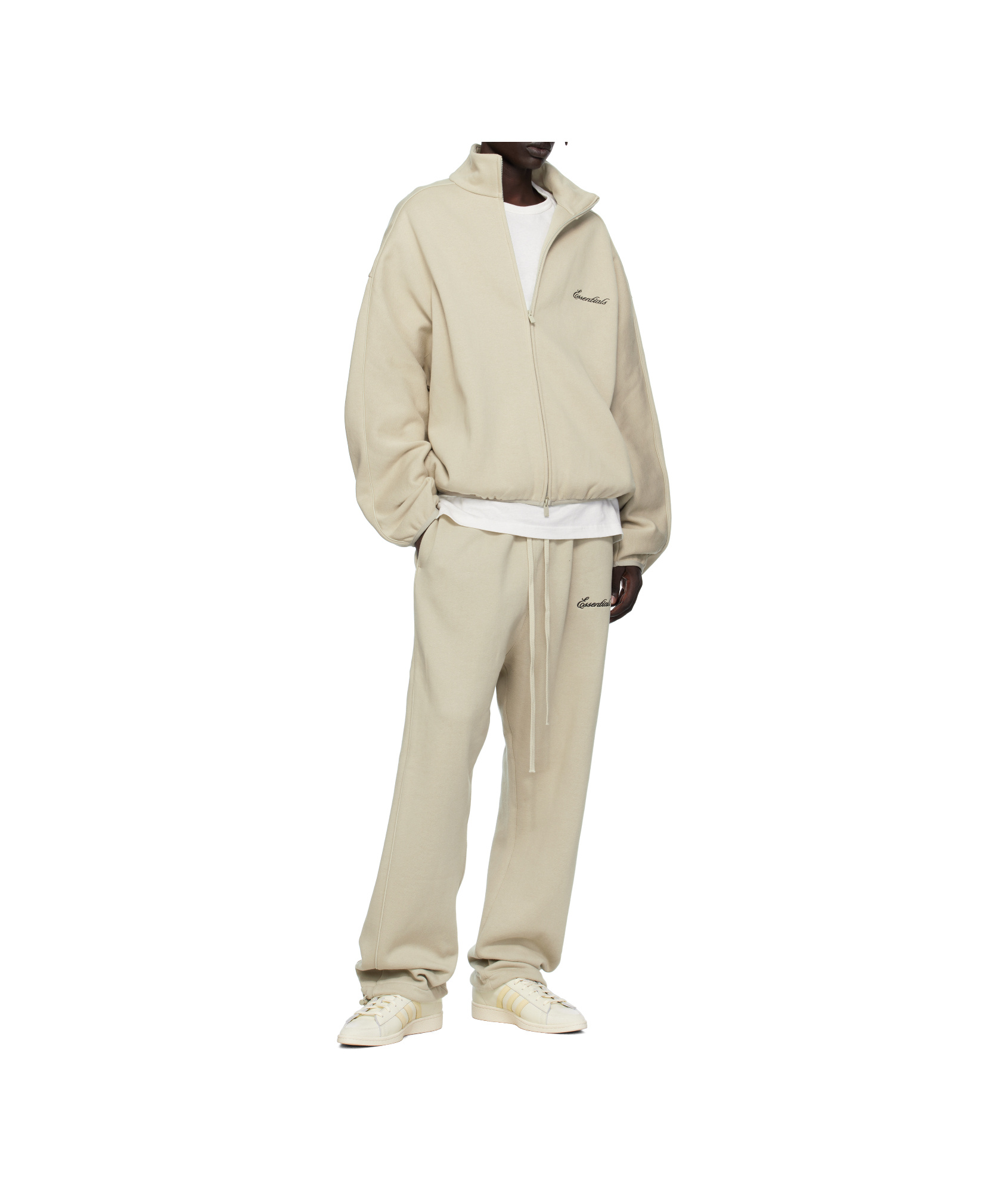 Essentials Taupe Relaxed Fleece Piping Sweatpants In Neutral