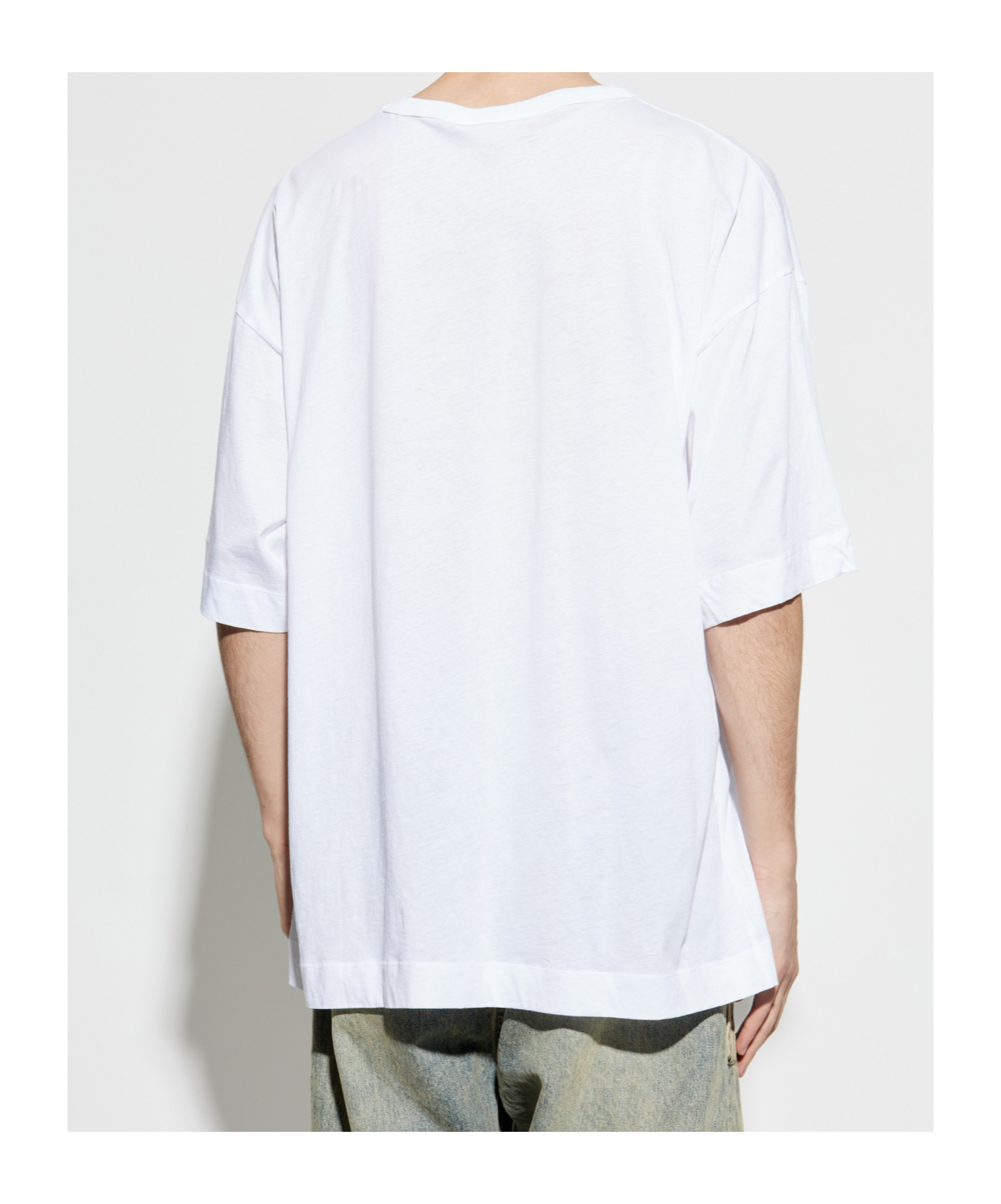 Dries Van Noten Open-necked Black Shirt In White
