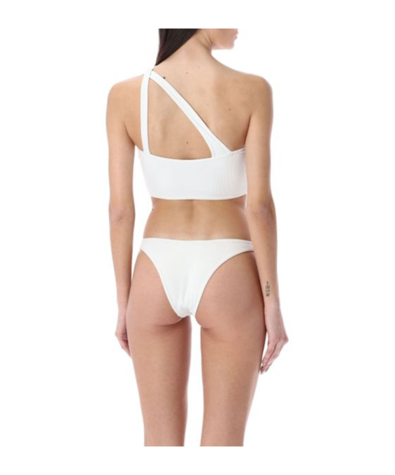 Attico Logo-embroidered Ribbed Bikini In White