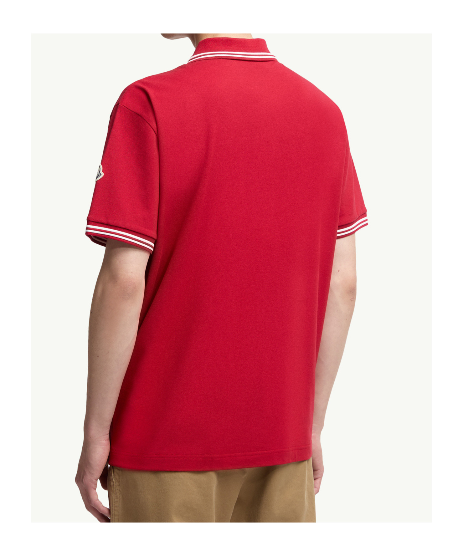 Moncler Lapel Short Sleeve Polo Shirt In Red