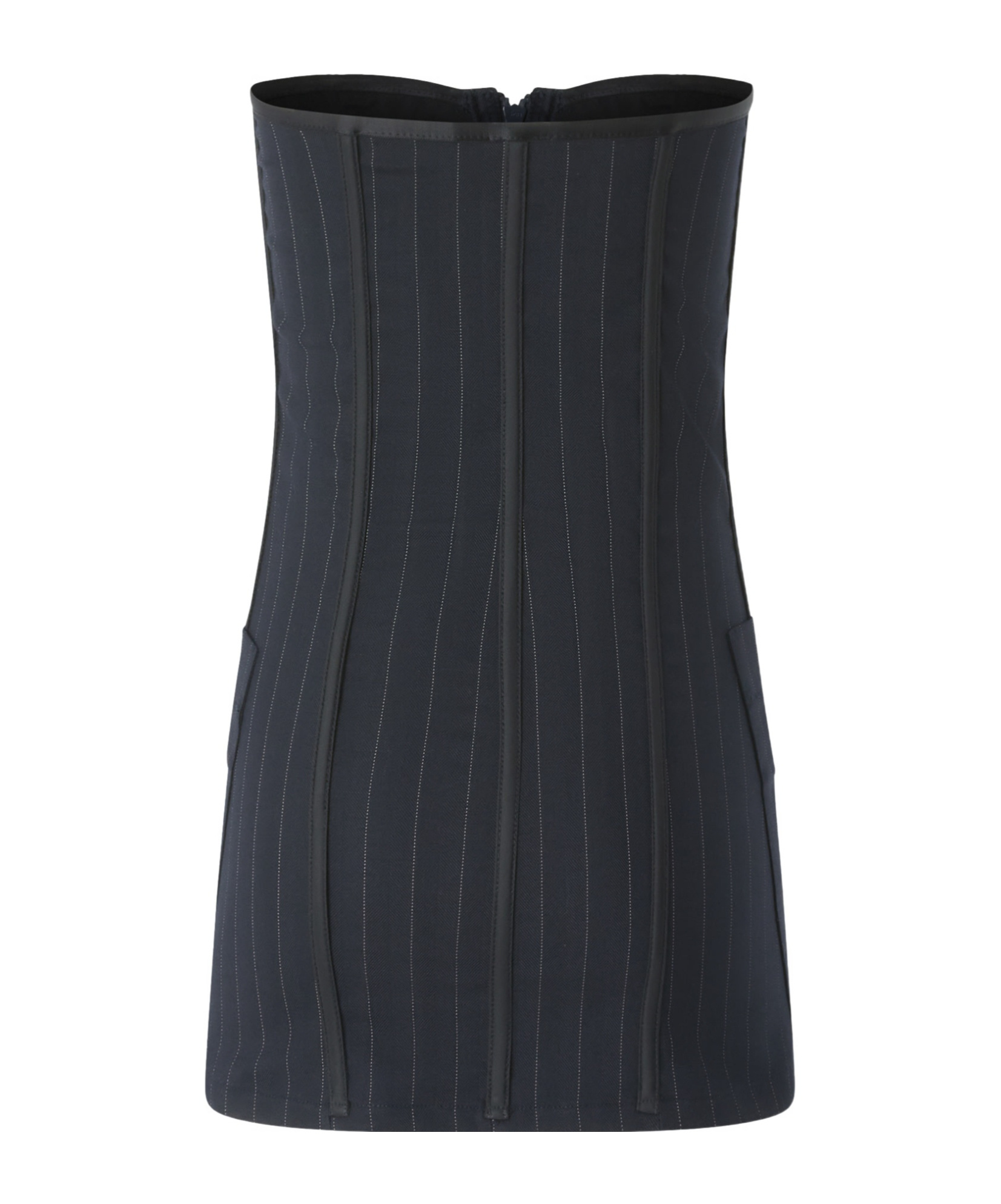 Pinko Pinstripe Poly Wool Bustier Top In Black