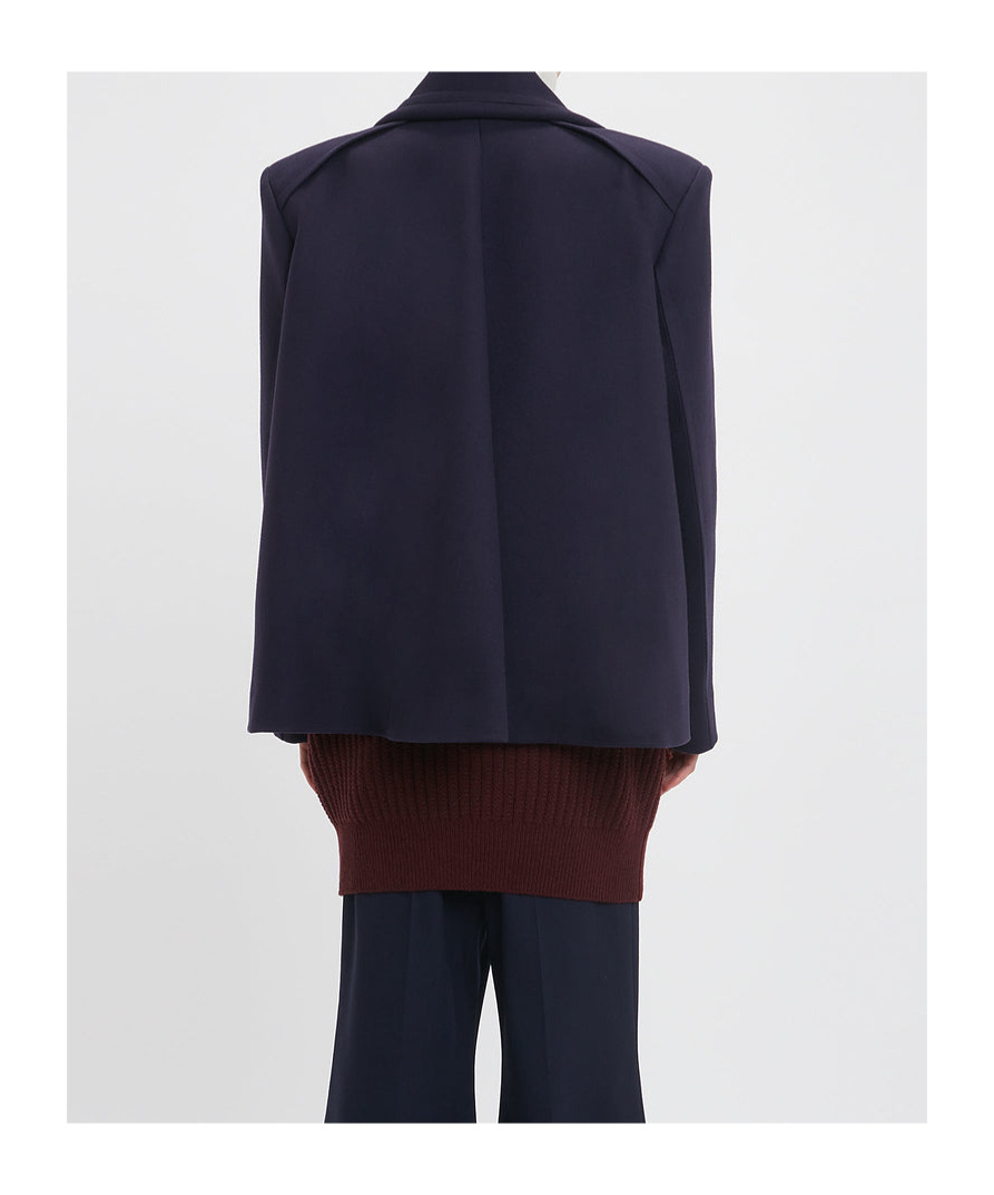 Shop Victoria Beckham Pointed-shoulder Peacoat In Black