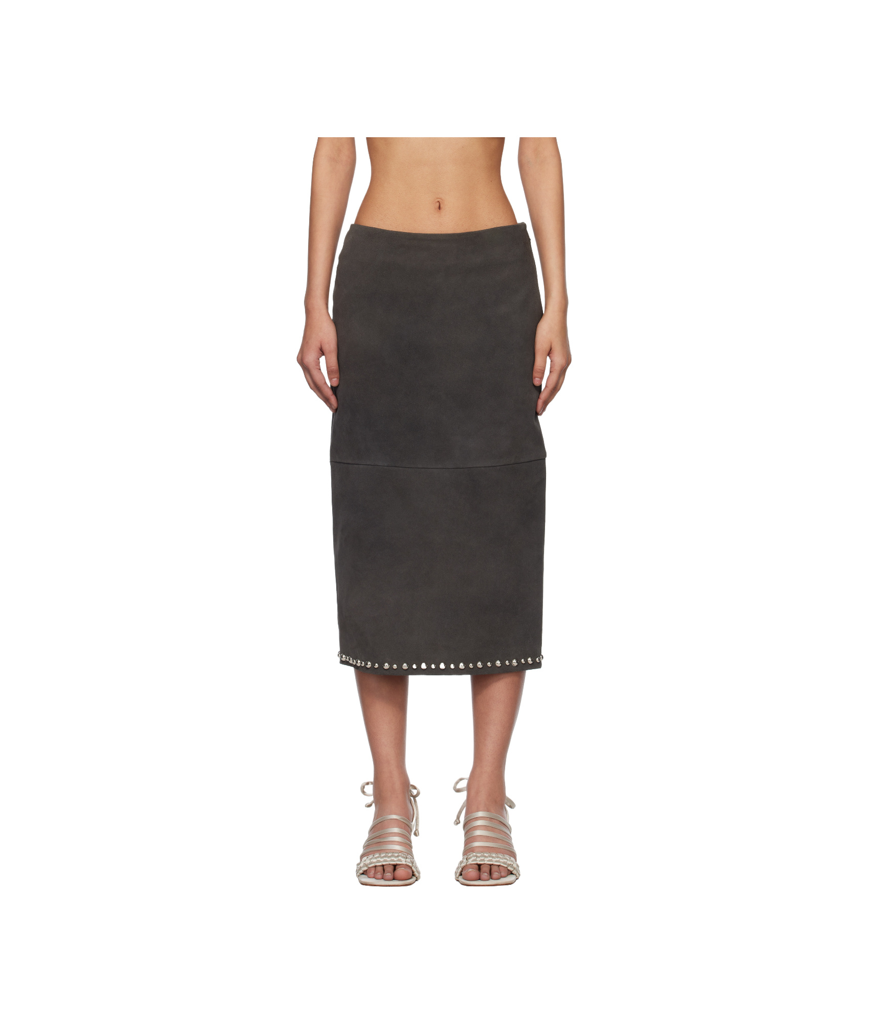 Gimaguas Gray Bella Suede Maxi Skirt In Black