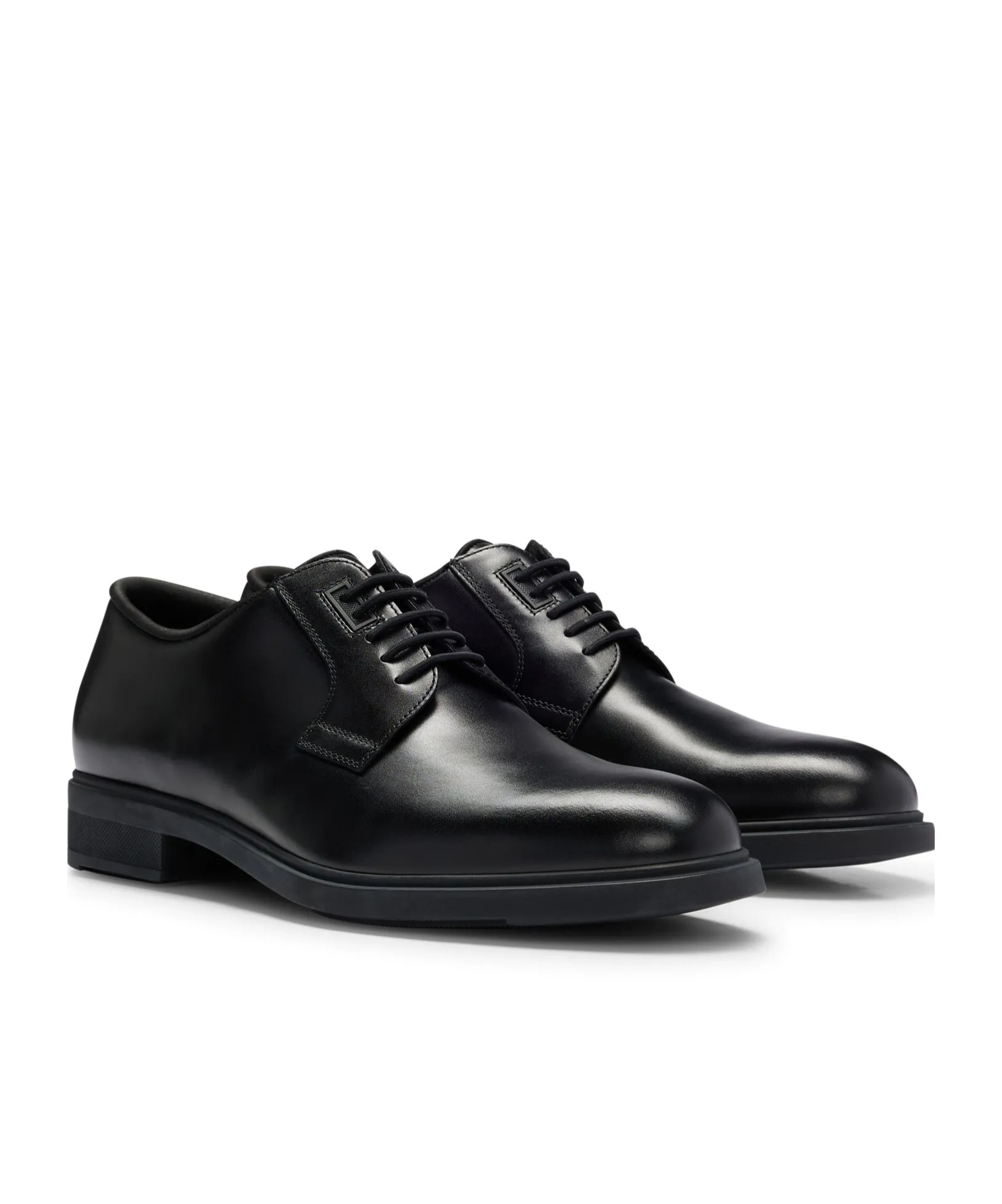 Hugo Boss Lace-up Leather Derby Shoes In Black