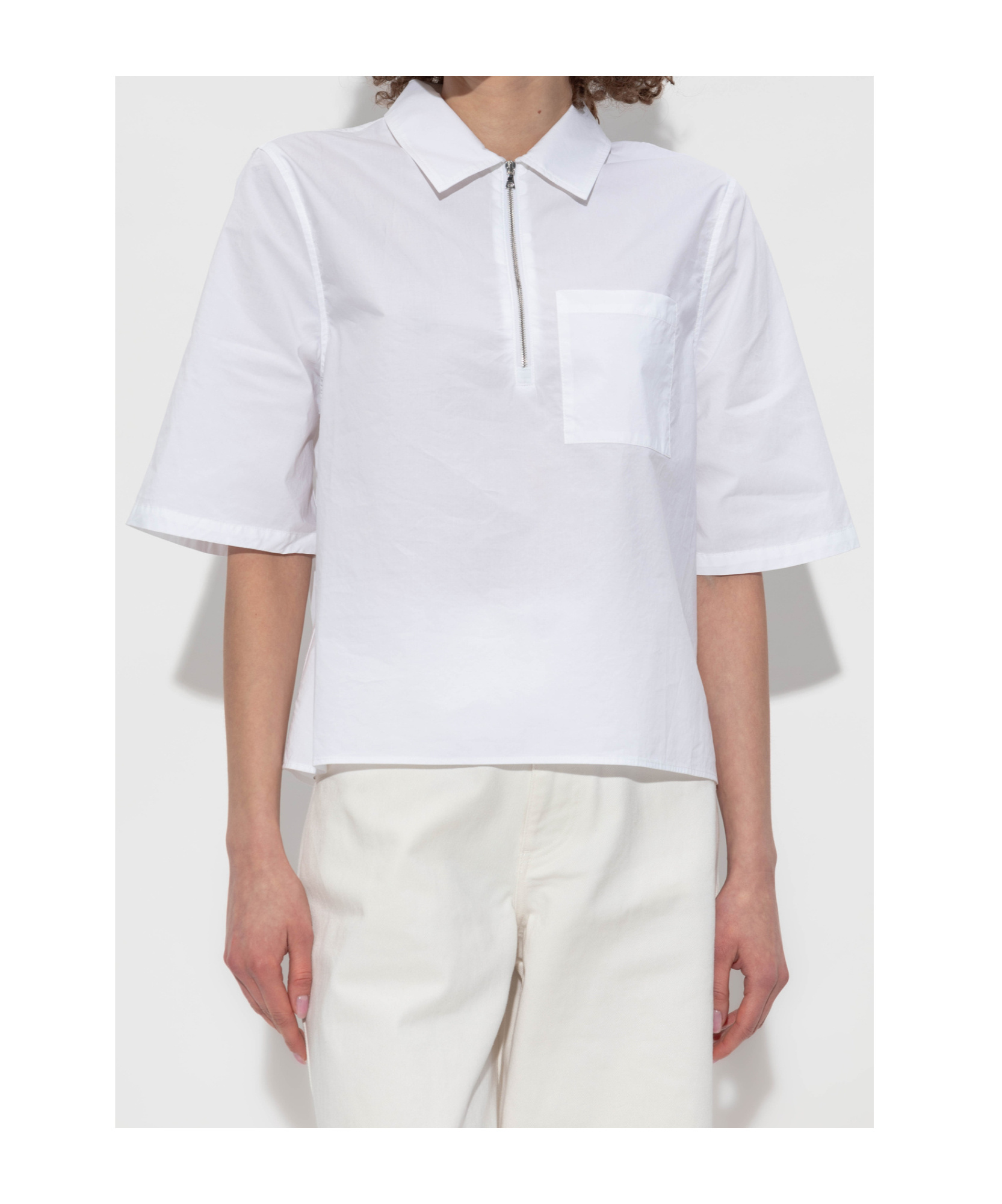 Shop Officine Generale Poplin Polo Shirt In White