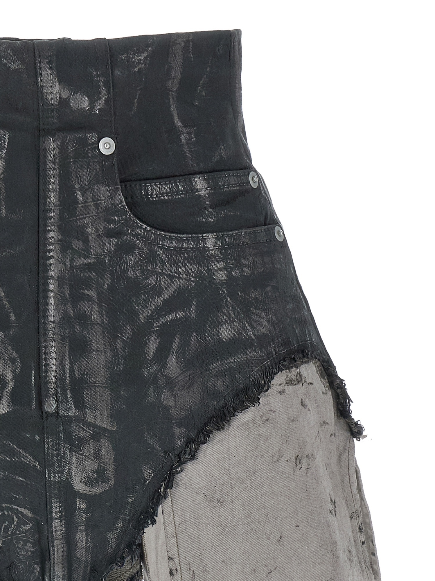 Rick Owens Drkshdw Dirt Cutoffs Coated Frayed Shorts In Black