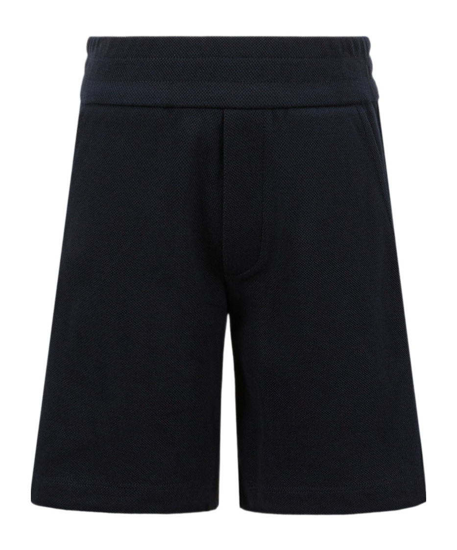 Moncler Tricolour-trimmed Cotton Piquet Shorts In Navy Blue