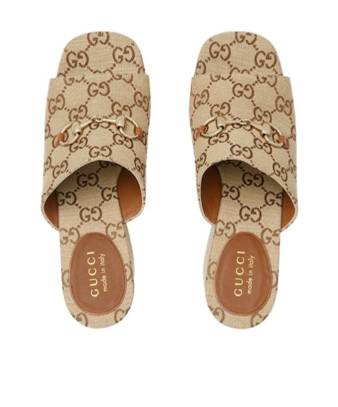 Shop Gucci Women's Wedge Sandal With Horsebit In Nude