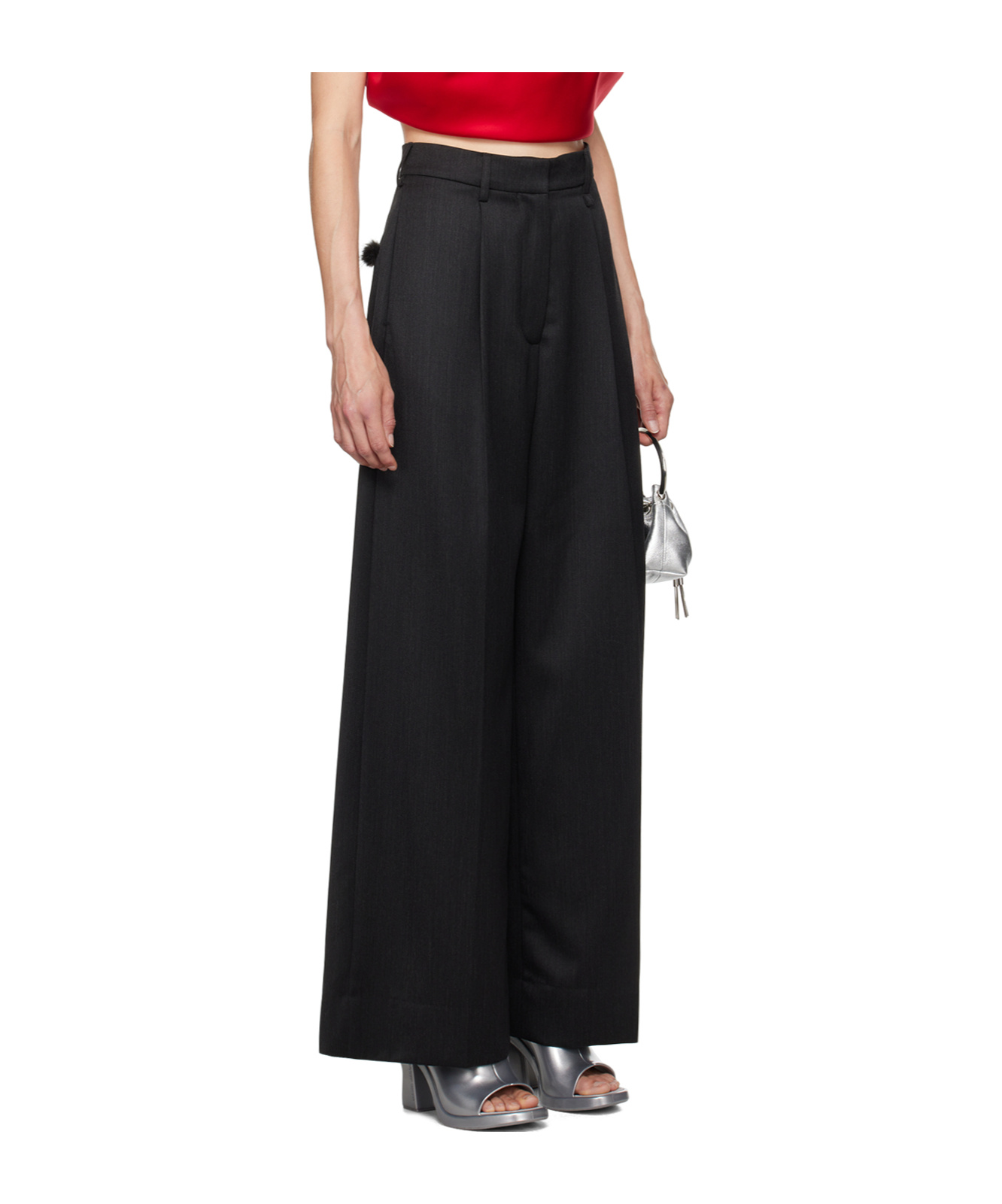Shop Simone Rocha Furry Welt Pocket Casual Pants In Black