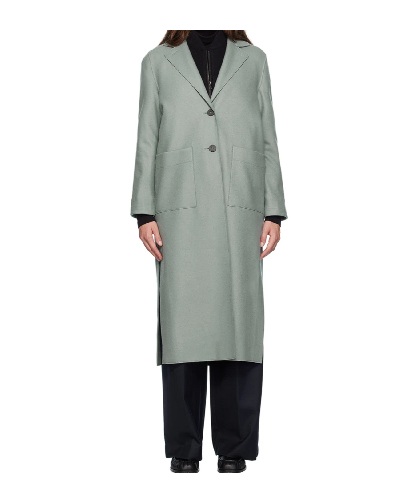HARRIS WHARF LONDON LONG BOXY SINGLE-BREASTED COAT 