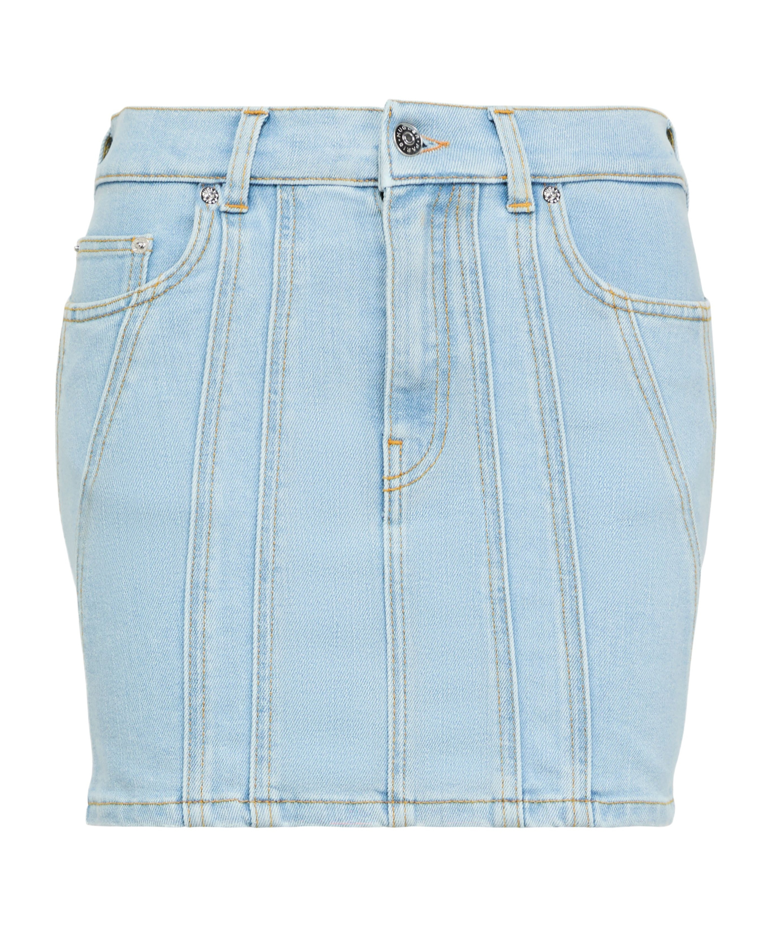 Mugler Stitch-together Denim Skirt In Blue
