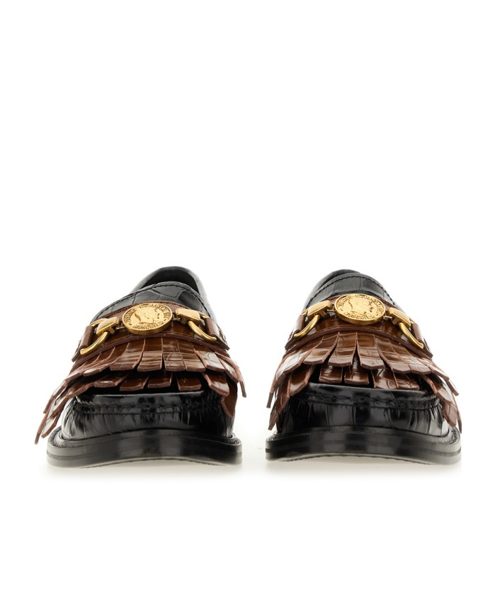 Moschino Crocodile-embossed Leather Moccasin In Black