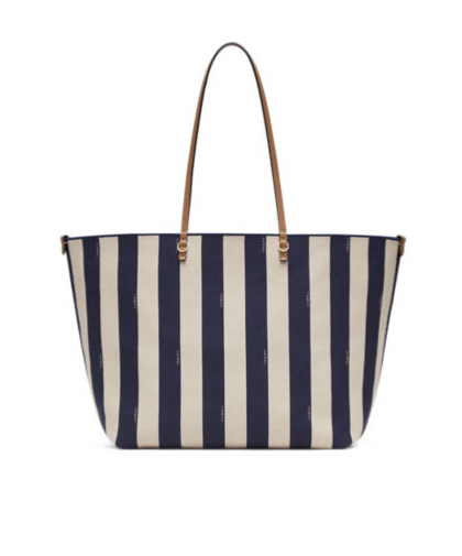 Fendi Large Roll Shopper In Pequin Striped Bags In Black