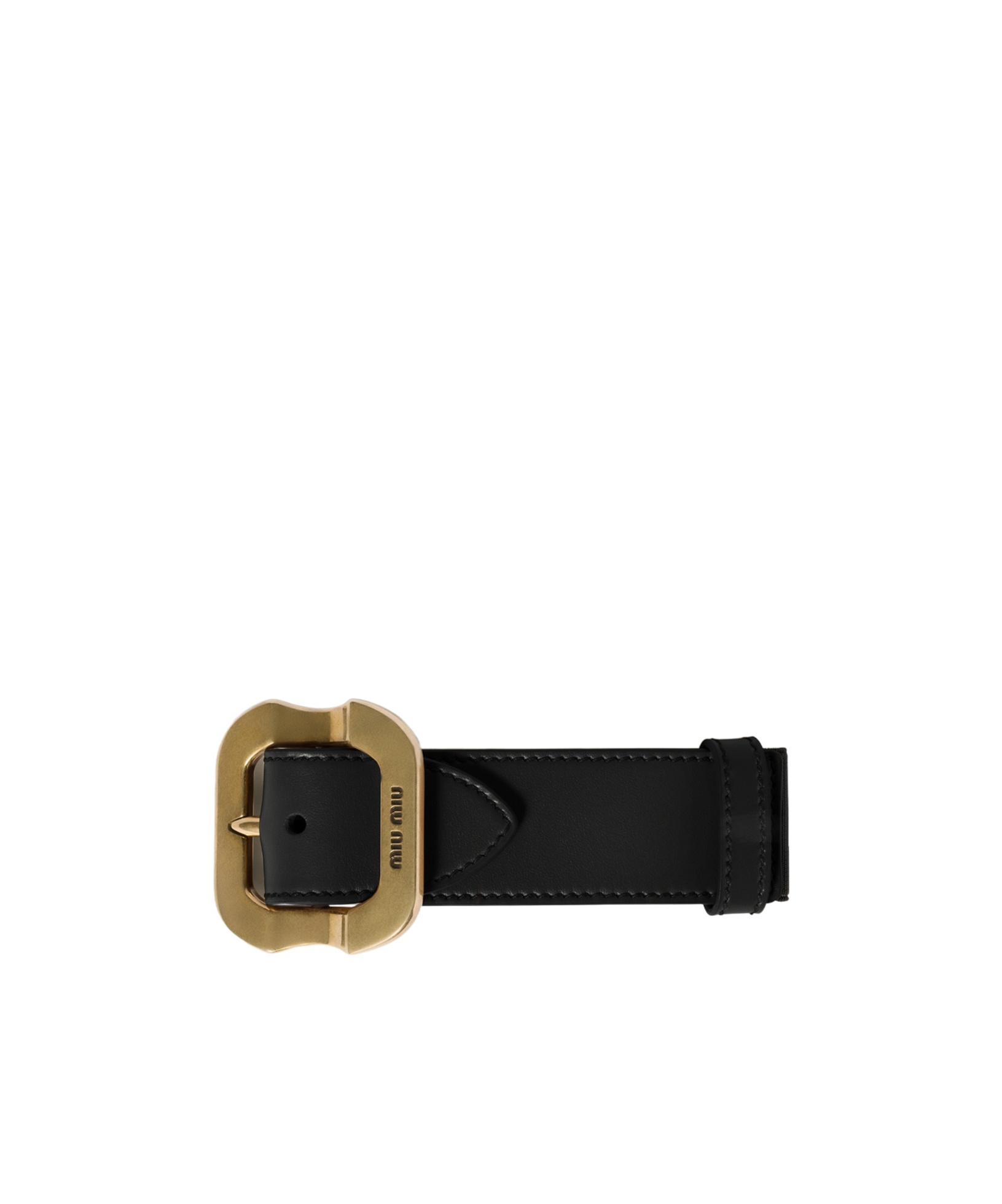 Miu Miu Buckle Leather Chain In Black