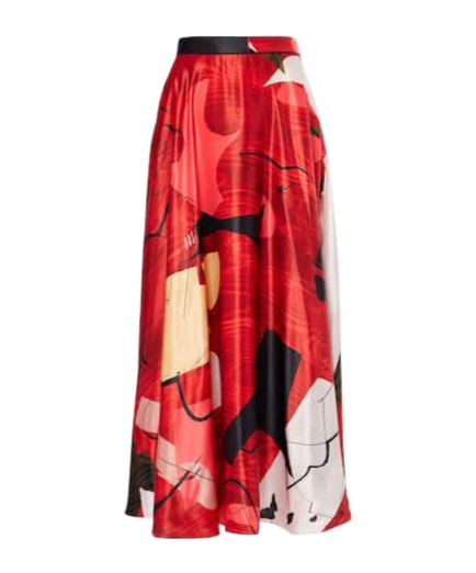 Roksanda Ameera Printed Satin Maxi Skirt In Red