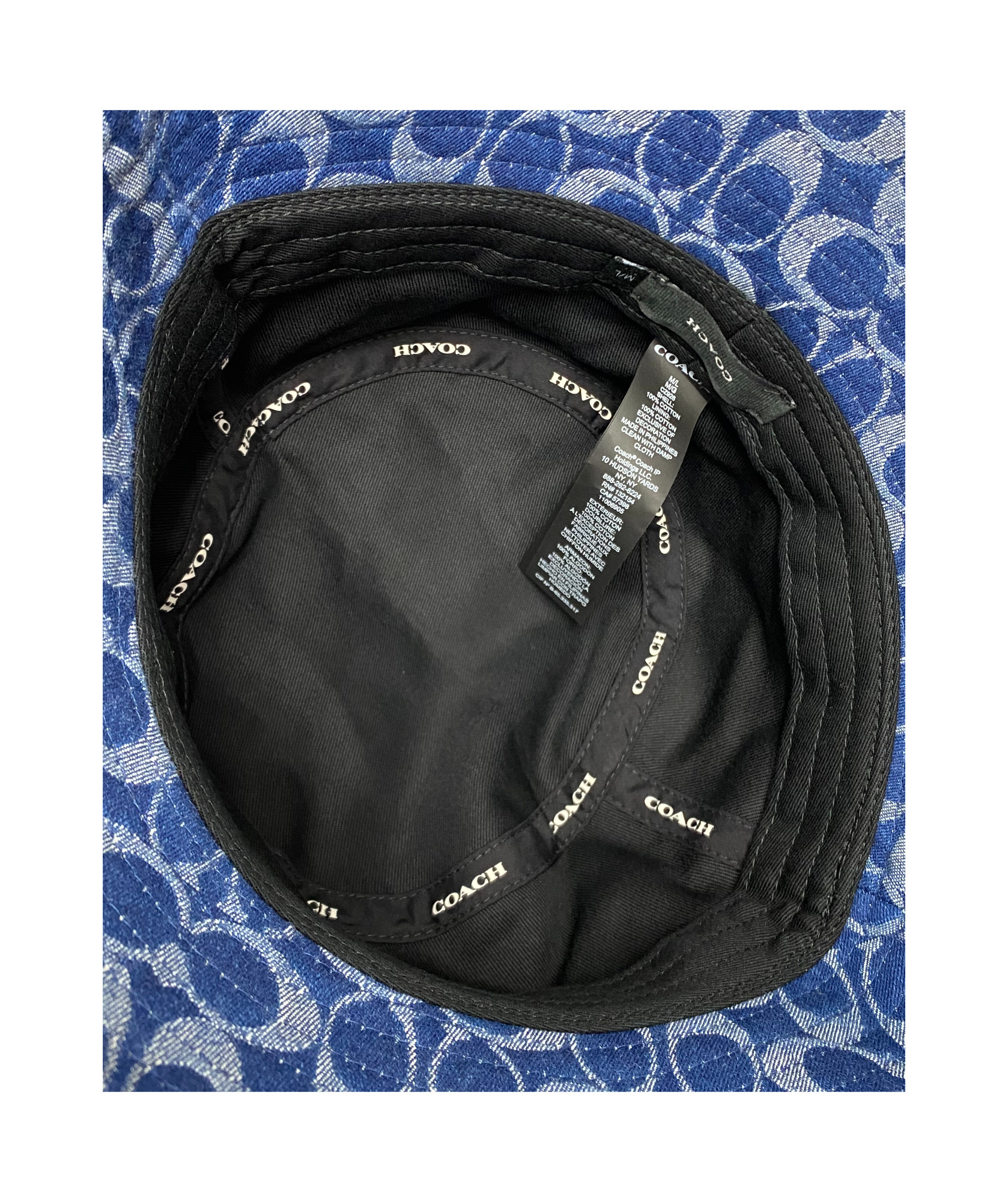 Coach Signature Denim Bucket Hat In Blue