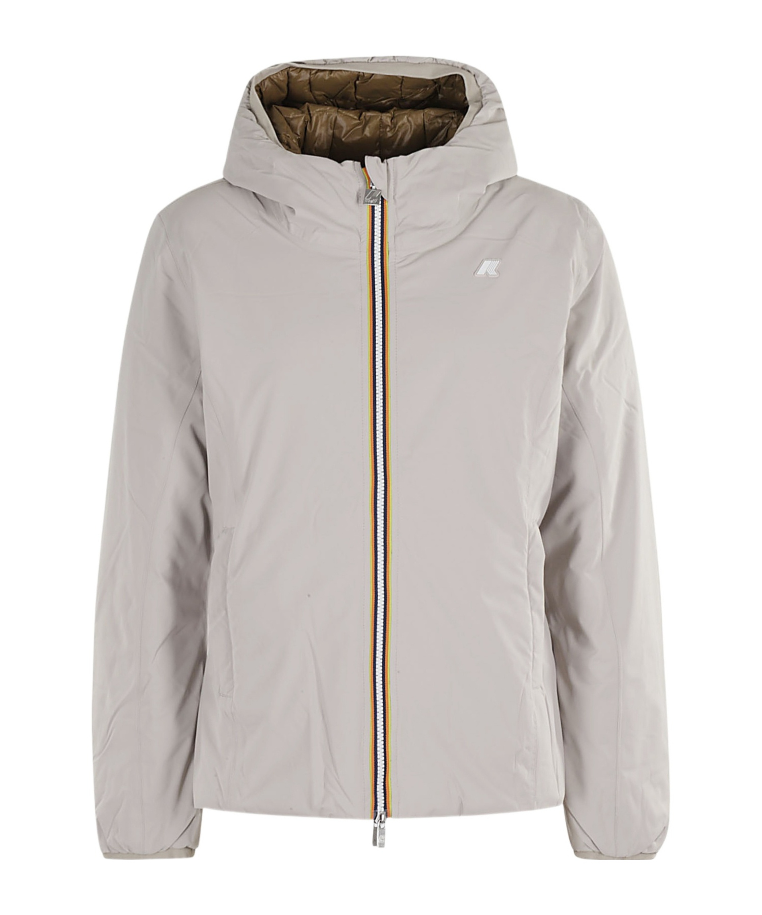 K-way Beige Brown Women's Reversible Insulated Short Jacket In Gray
