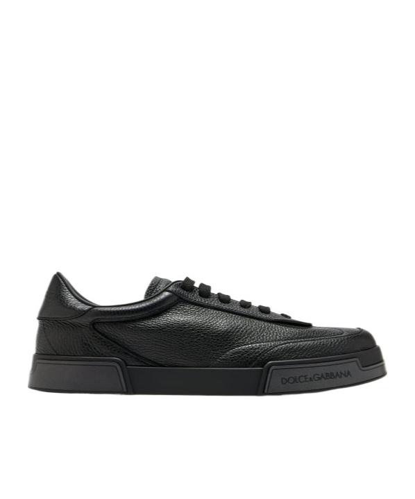 Dolce & Gabbana Gray Calfskin Portofino Yacht Sneakers In Black