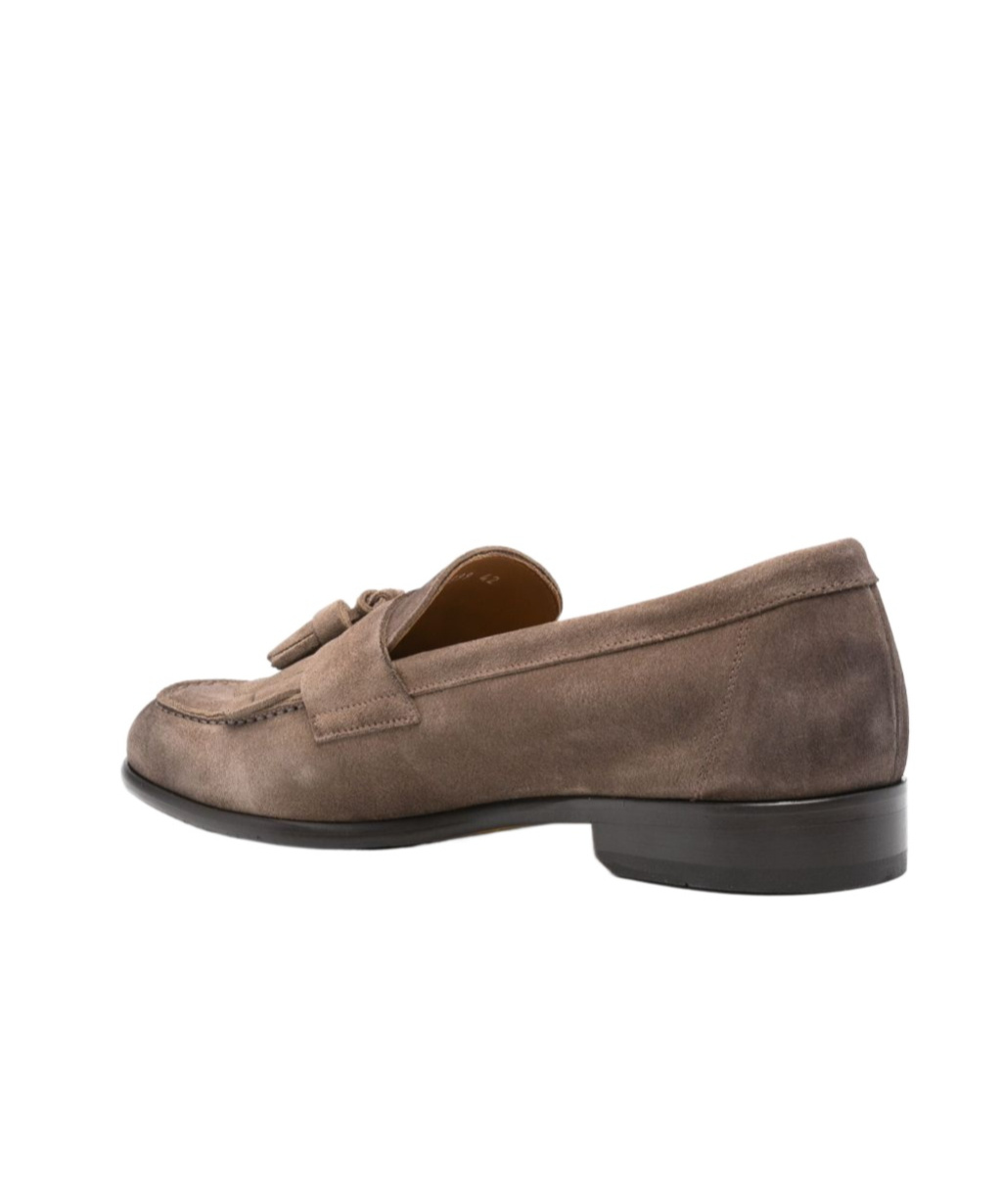 Doucal's Round Head Loafer Shoes In Brown