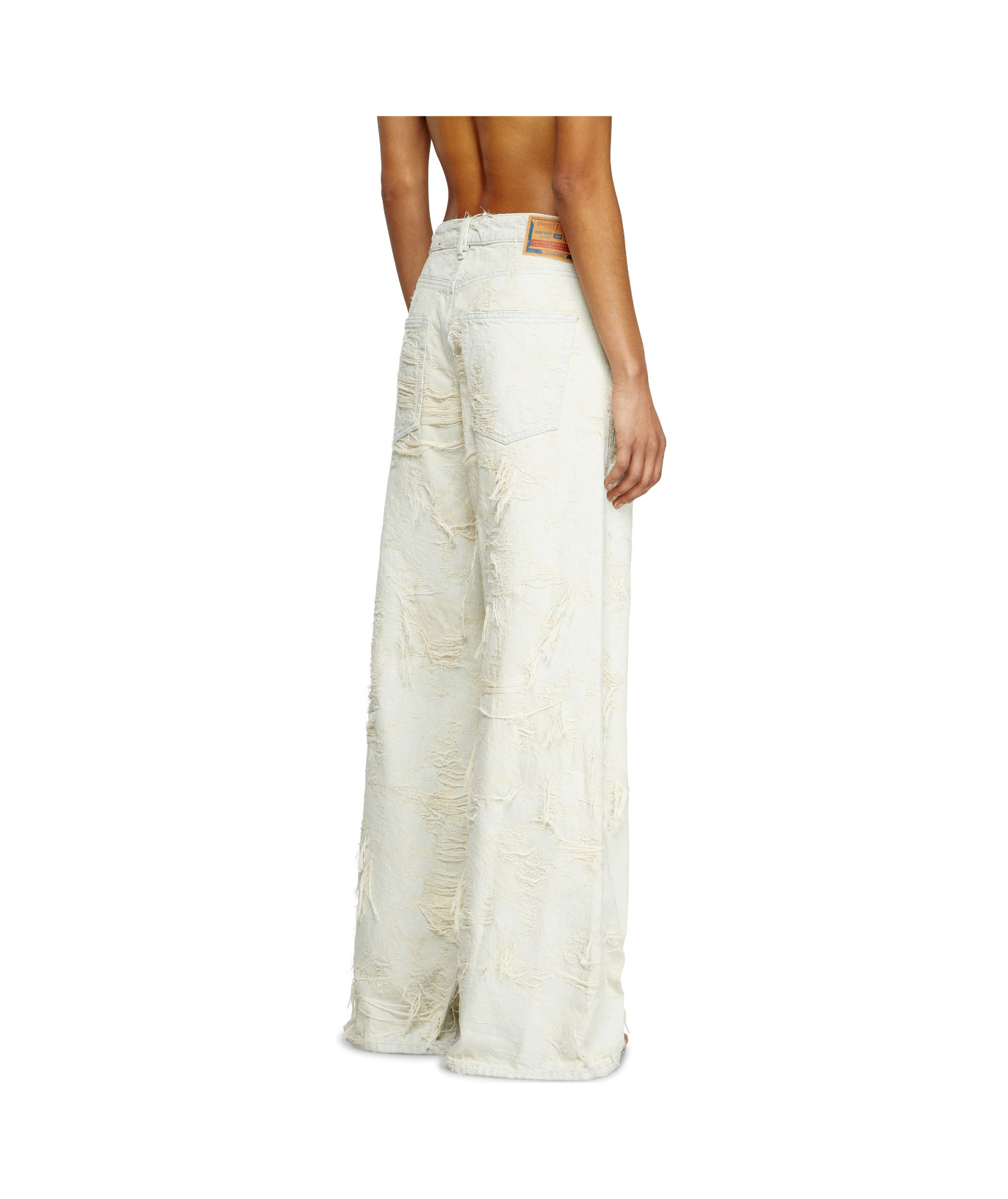 Diesel 1996 D-sire Fsg Wide-leg Distressed Trousers In Neutral
