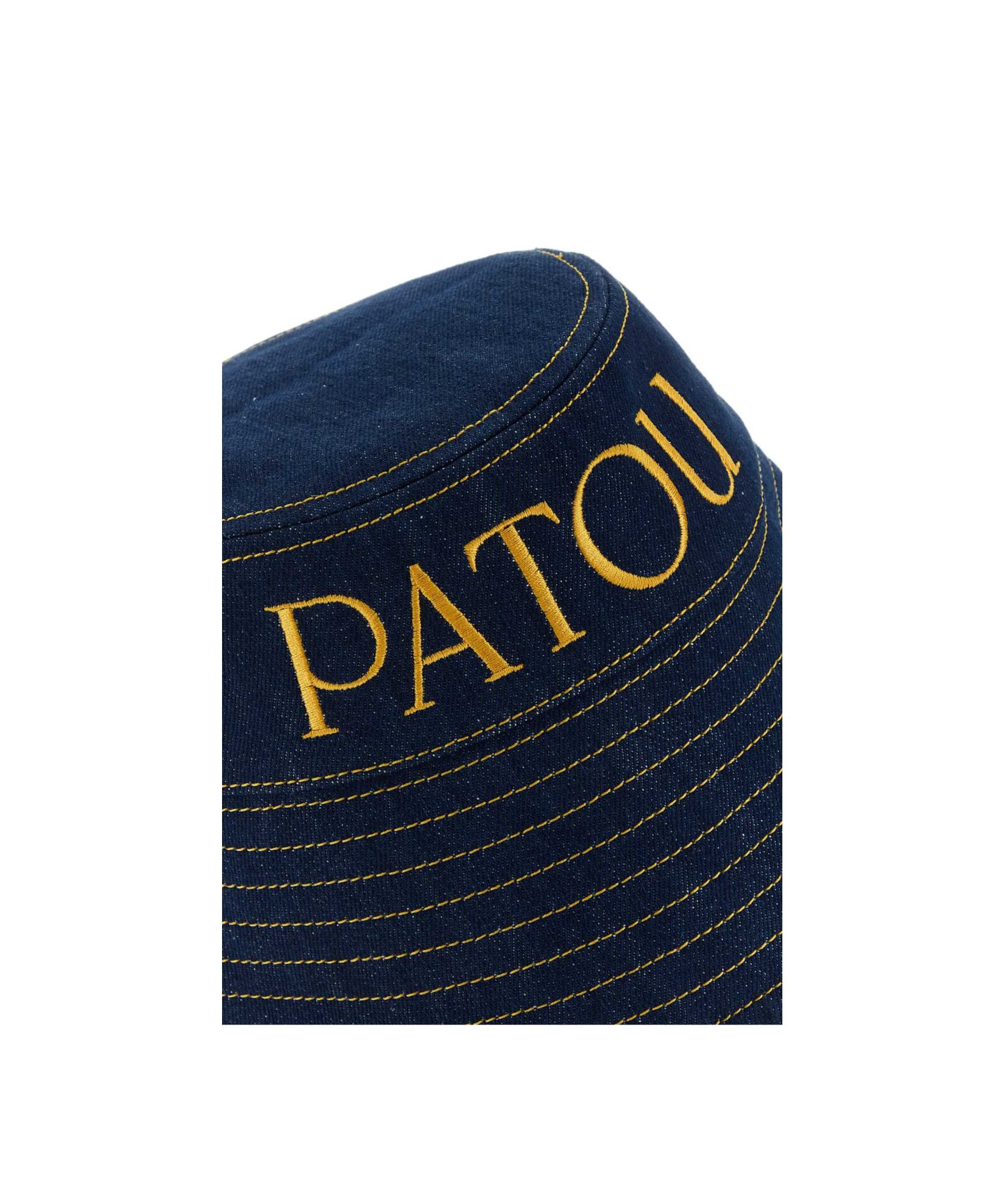 Patou Logo Denim Bucket Hat In Black