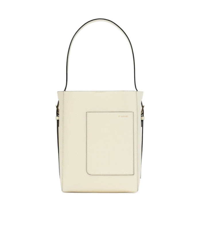 Valextra Small Bucket Bag With Seal In White