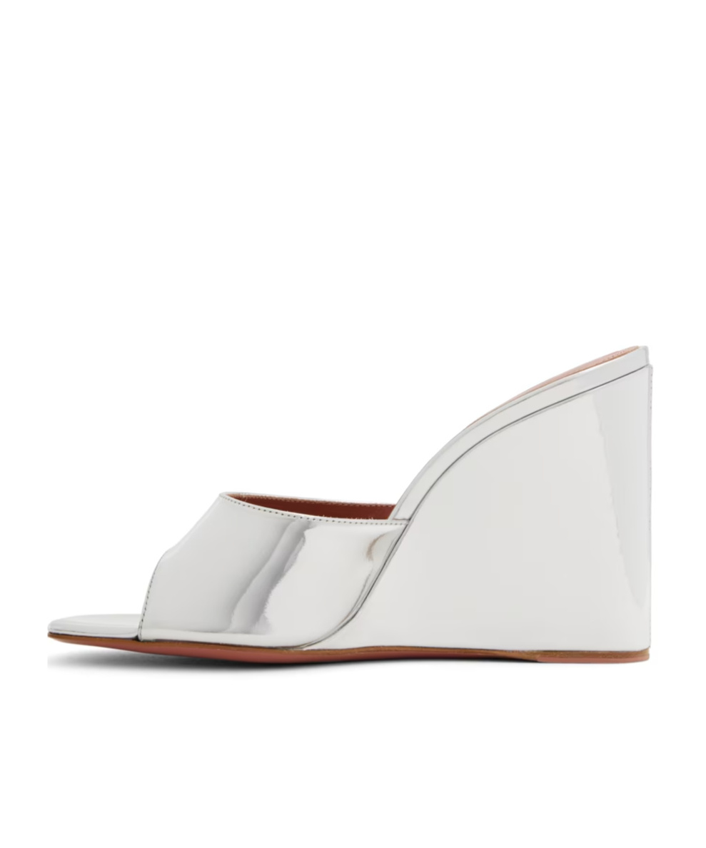 Amina Muaddi Off-white Lupita Glass Wedge Heeled Sandals In White