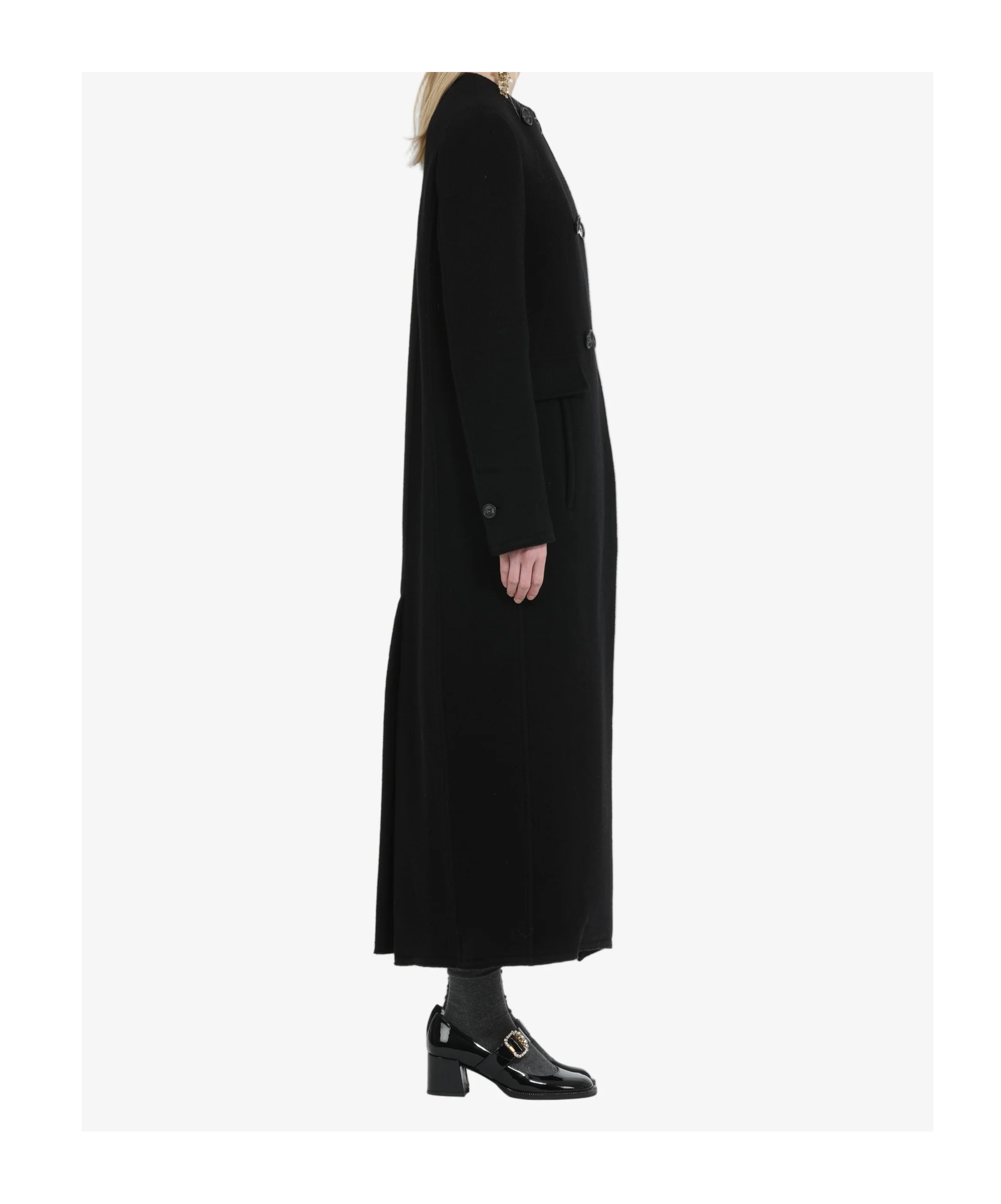 N°21 N21 Long Double-breasted Coat Without Collar In Black