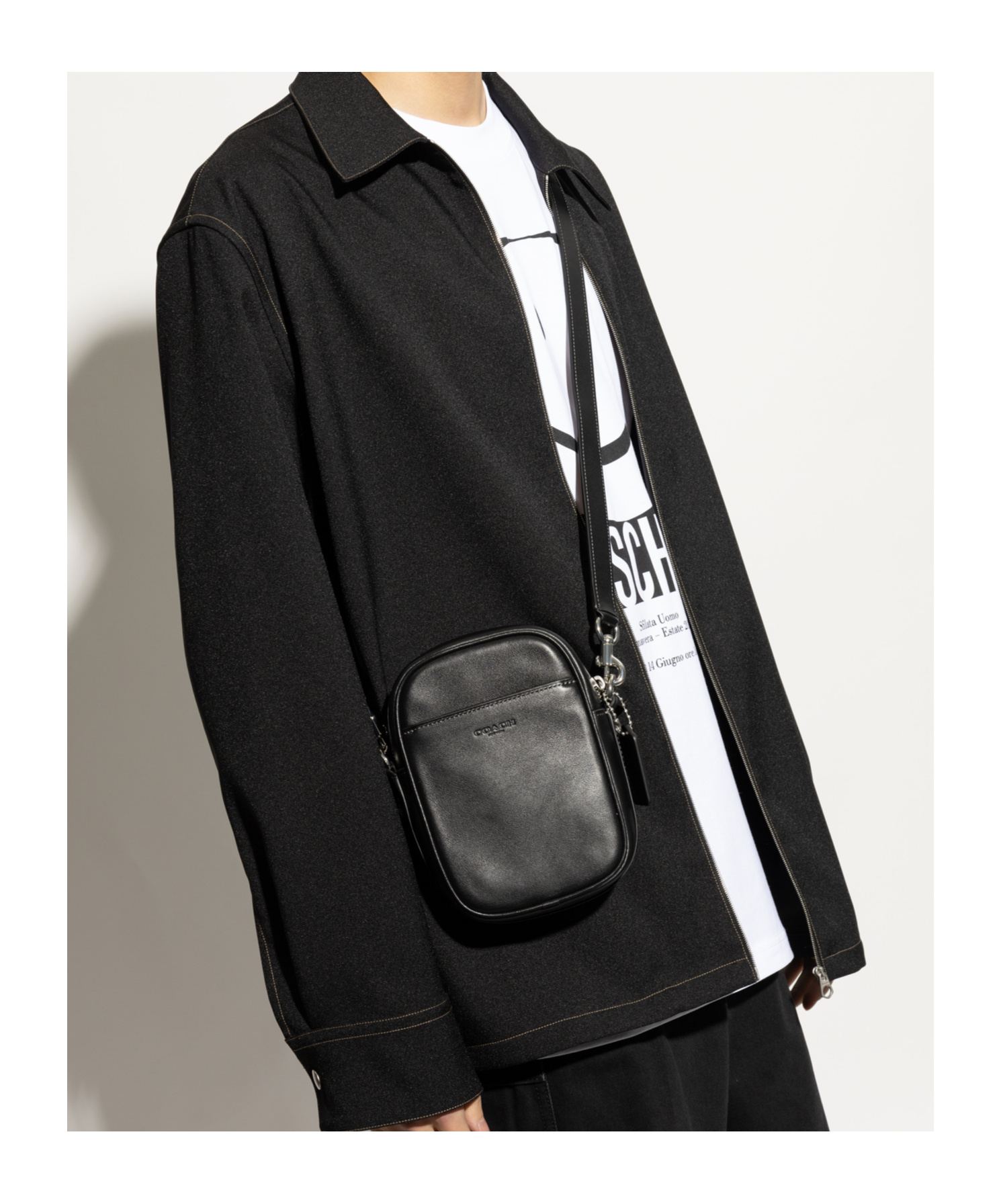 Coach Zip-open Shoulder Bag In Black