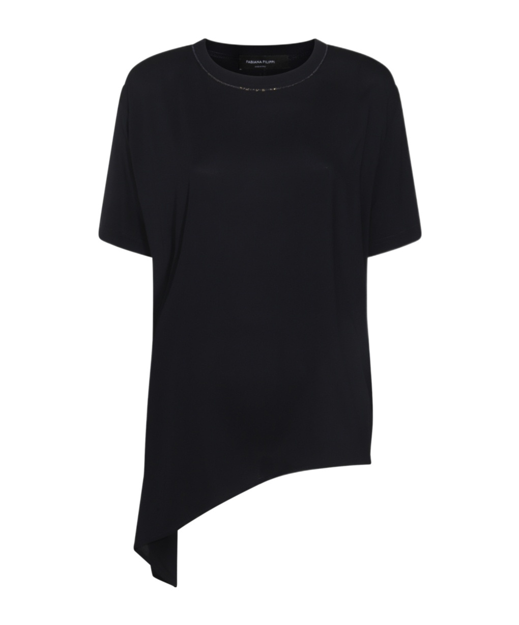 Fabiana Filippi Open-necked Black Shirt In Black