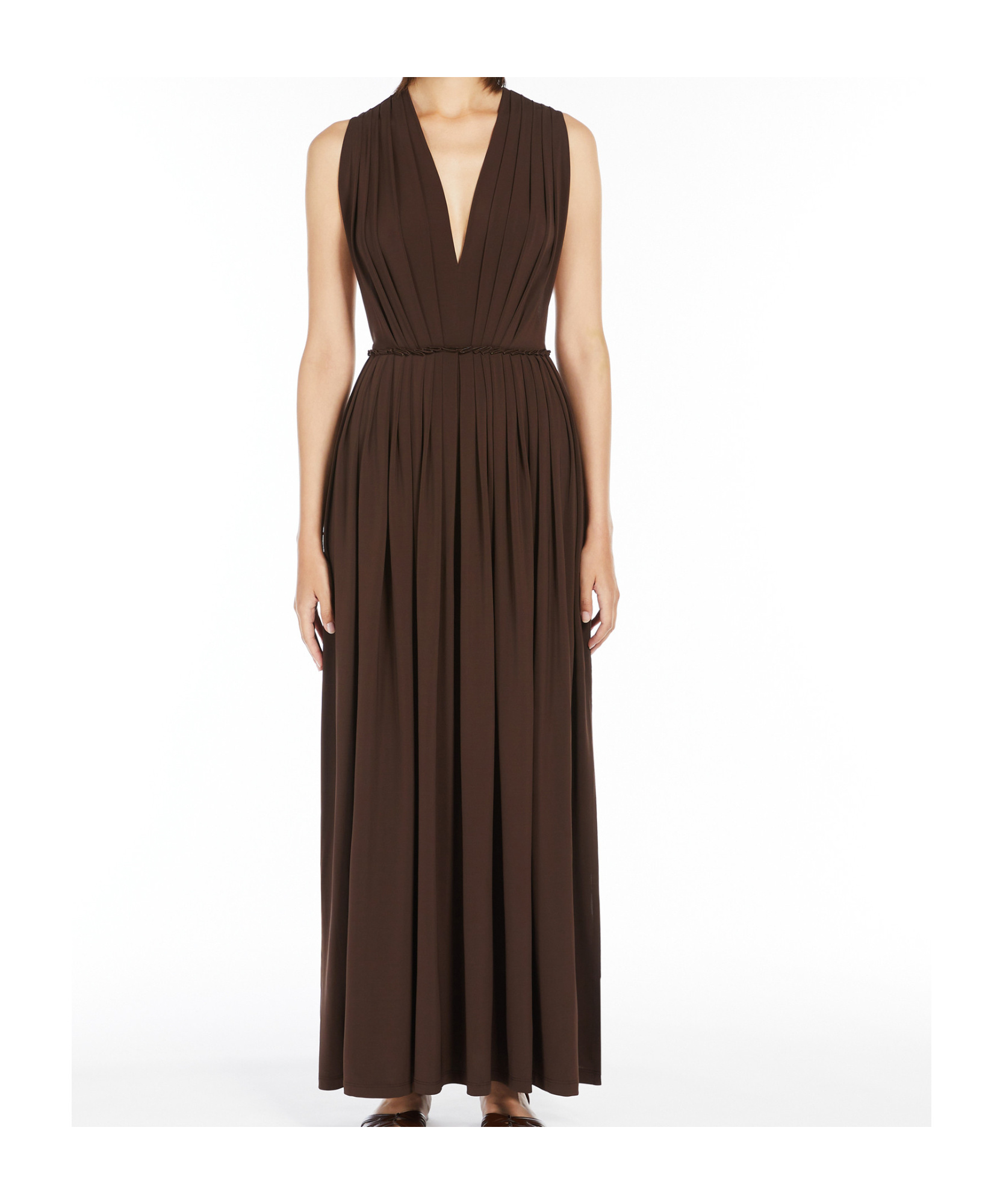 Max Mara Walter Stretch Jersey Long Dress In Red