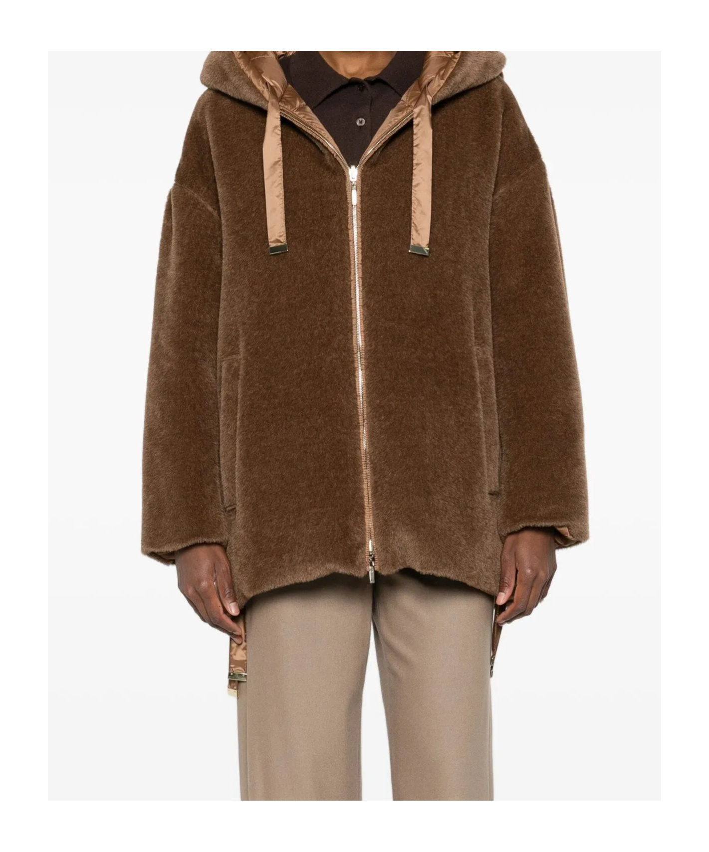 Max Mara Long-sleeved Cotton Jacket In Brown