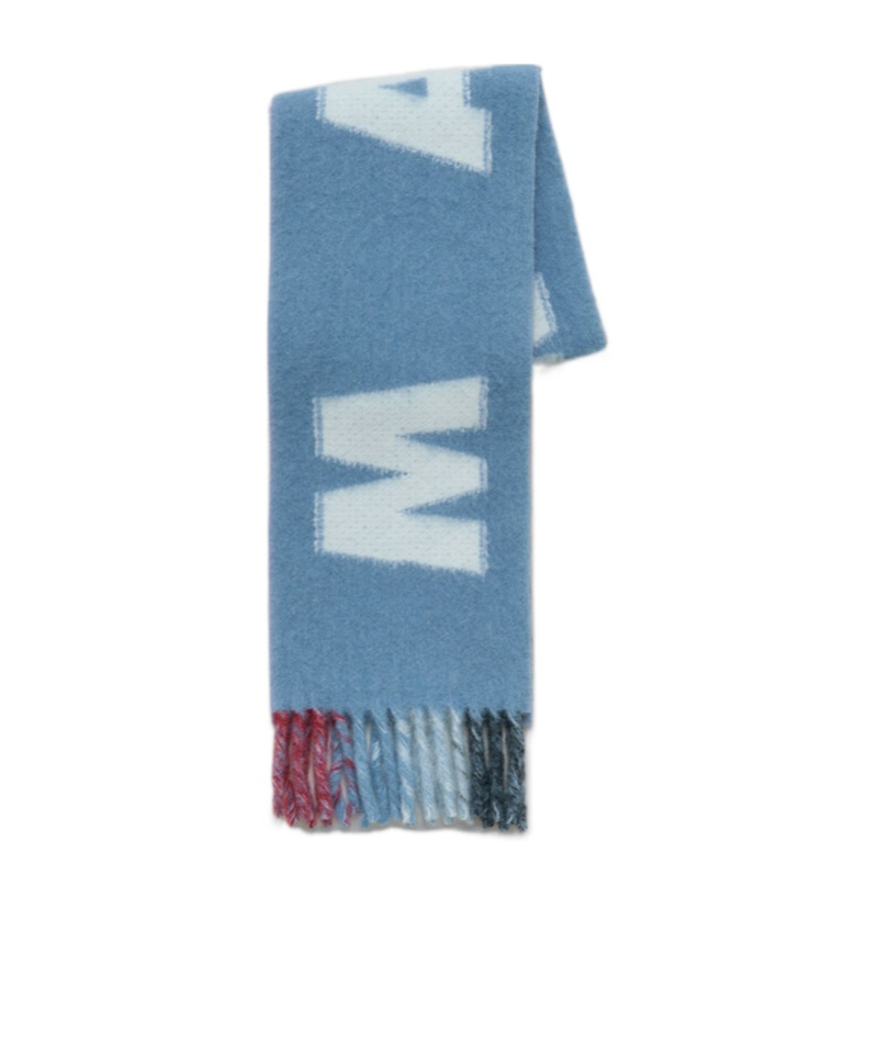 Marni Scarf With Maxi Logo In Blue
